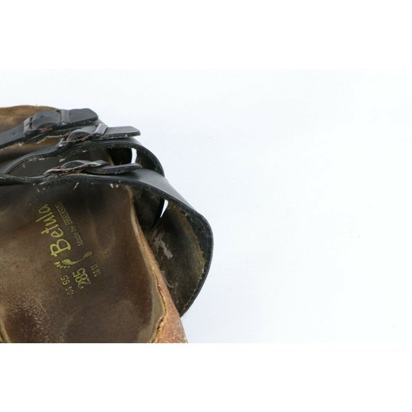 Vintage Betula Birkenstock Mens 11 Distressed Leather Buckle Sandals Black AS IS